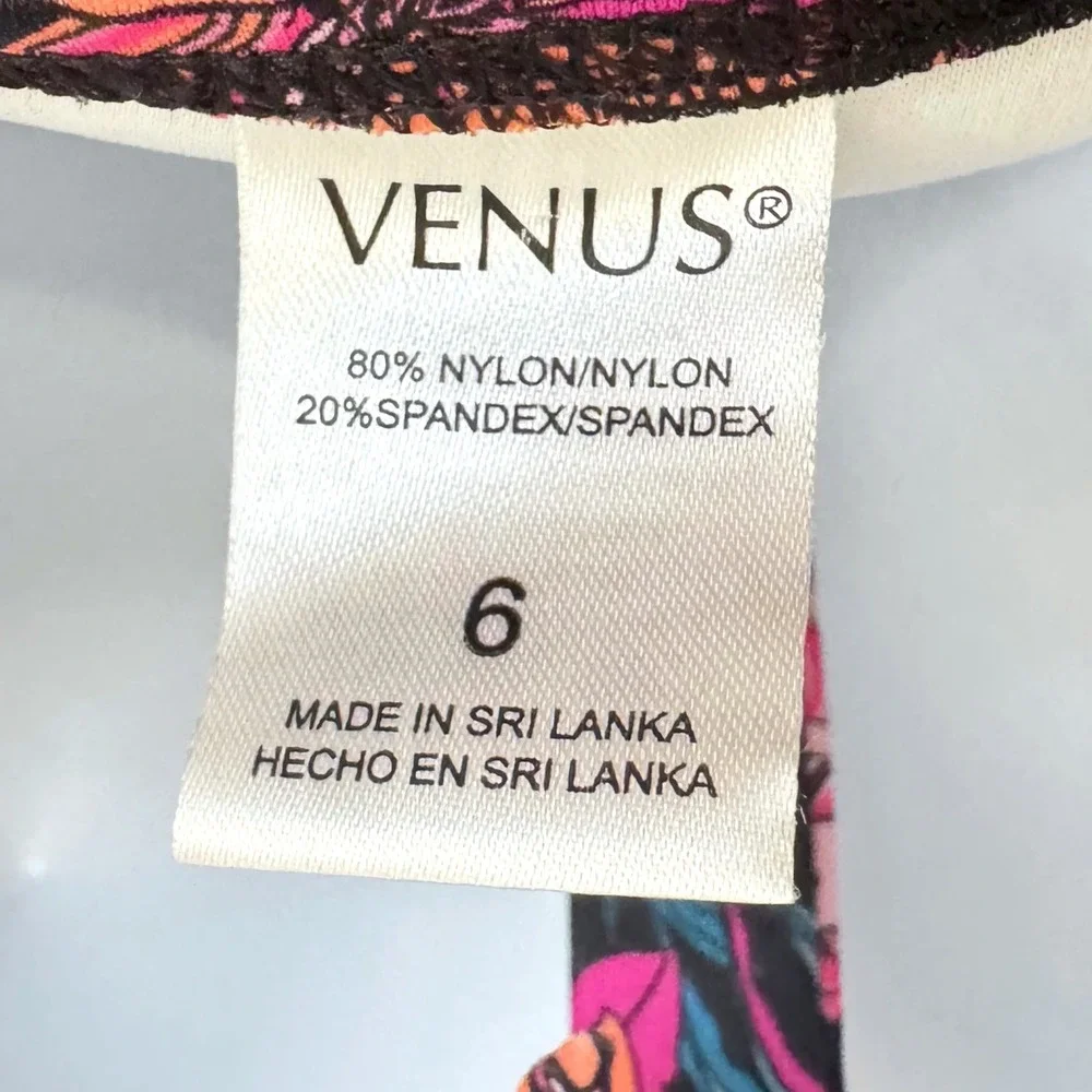 Venus Floral Halter Tankini Top Ruched‎ Side Swimwear Pink Teal Orange Size 6